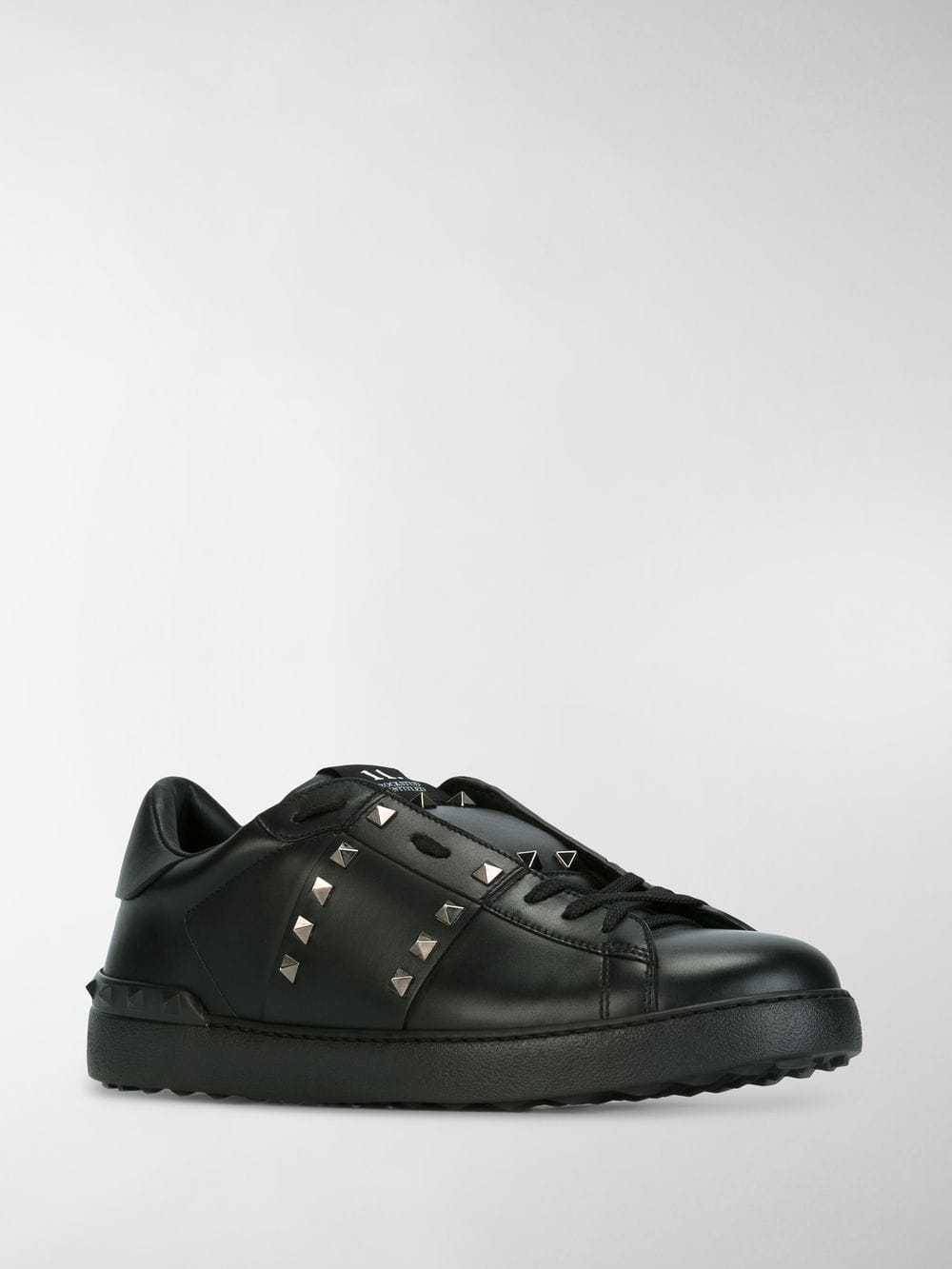 Valentino Rockstud Untitled Studded Leather Sneakers In Black