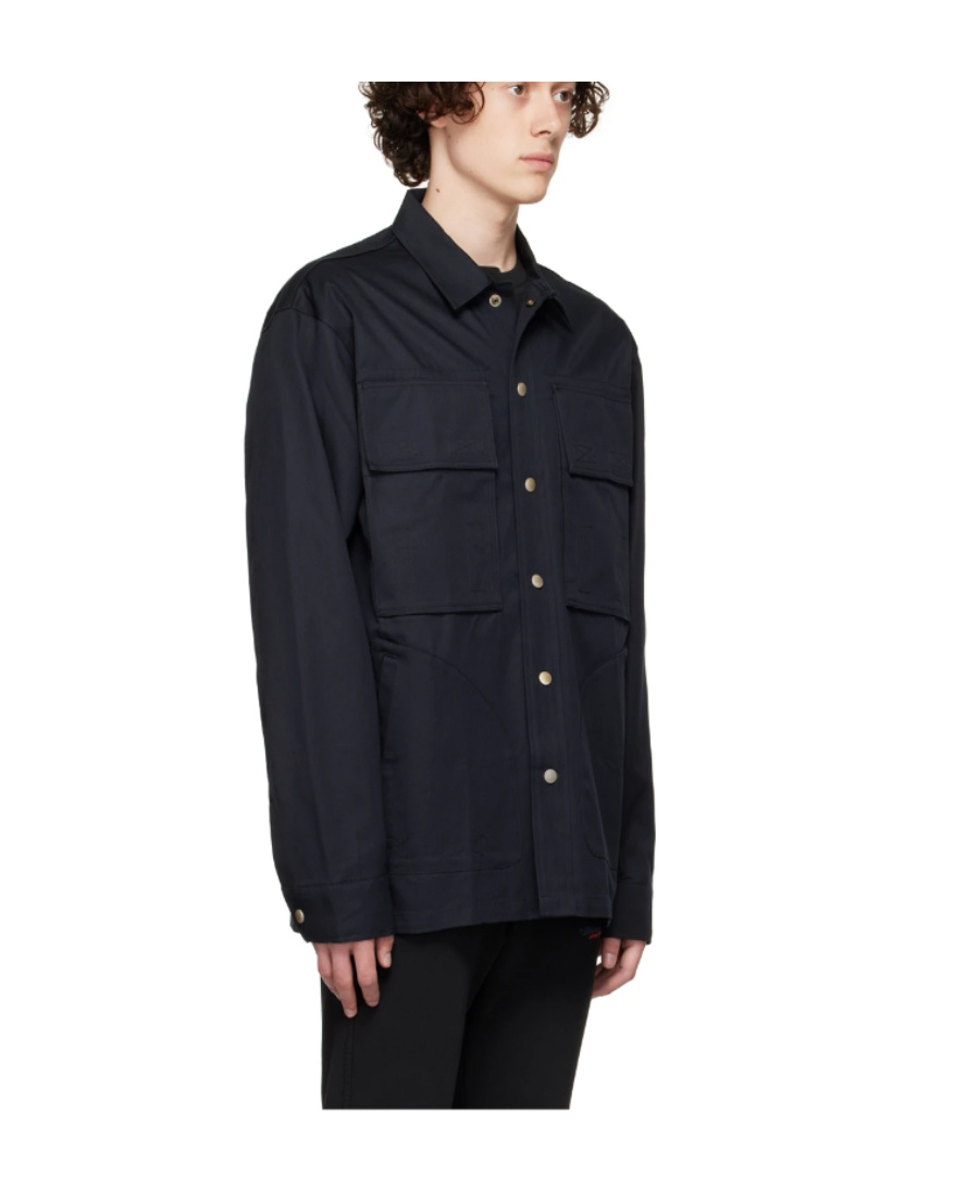 Diesel Button-up Overshirt In Black
