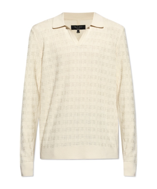 Rag & Bone Textured Polo-neck T-shirt In Neutral