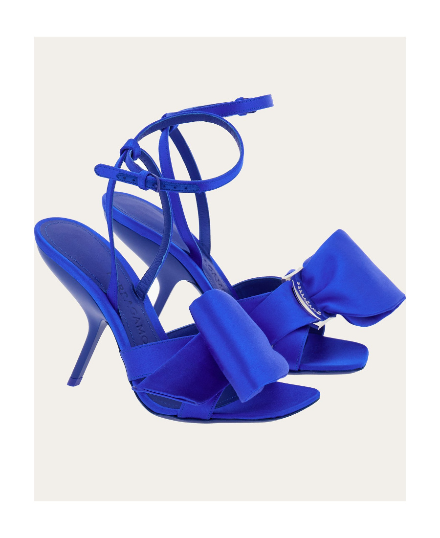 Ferragamo Helena Bow Ankle-strap Sandals In Blue