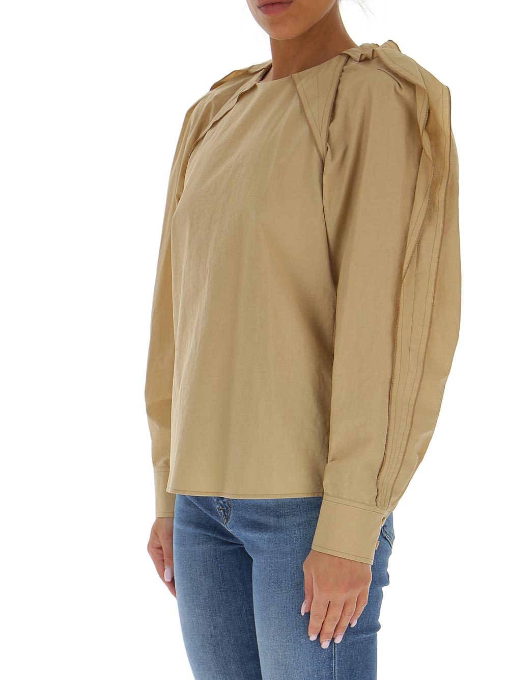 Chloé Lotus Leaf Sleeved Blouse In Nude