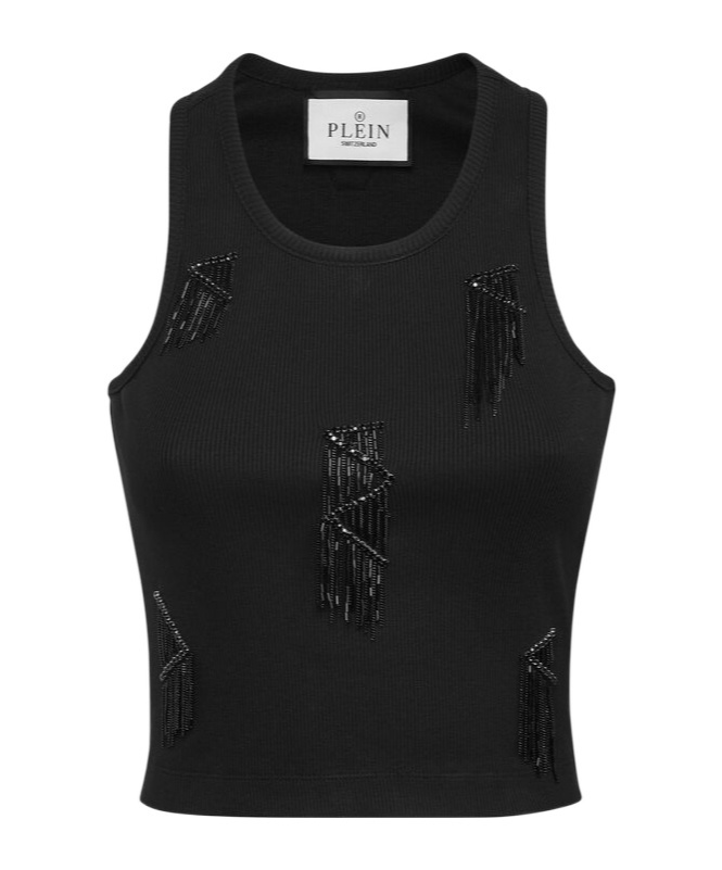 Shop Philipp Plein Fringed Tank Top