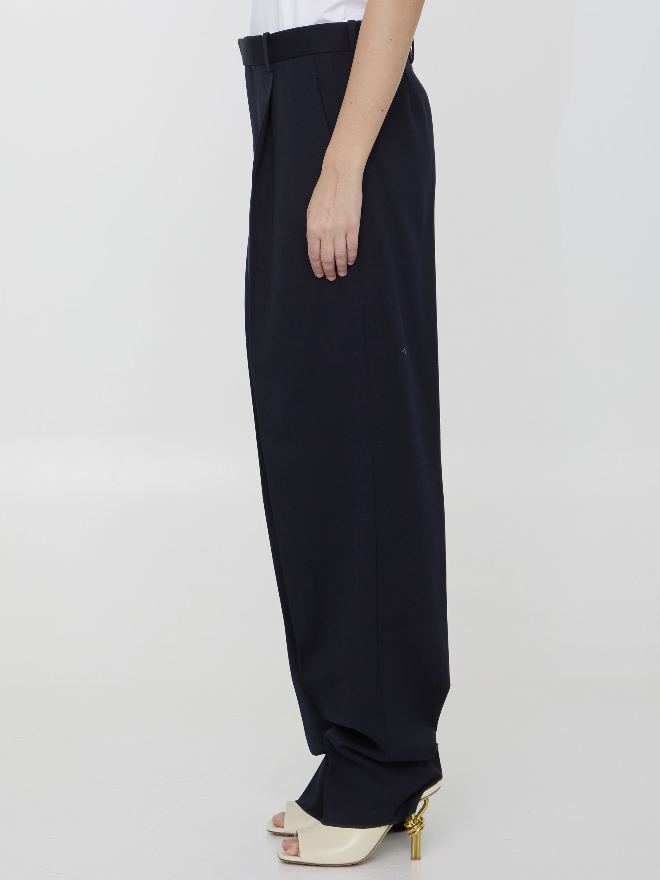 Bottega Veneta Twill Low Crotch Pants In Black