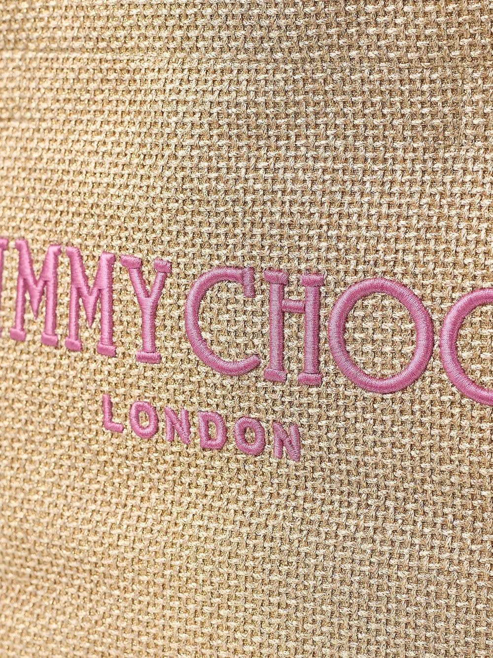 Jimmy Choo Rectangular Woven Texture Tote Bag Dual Handles In Nude