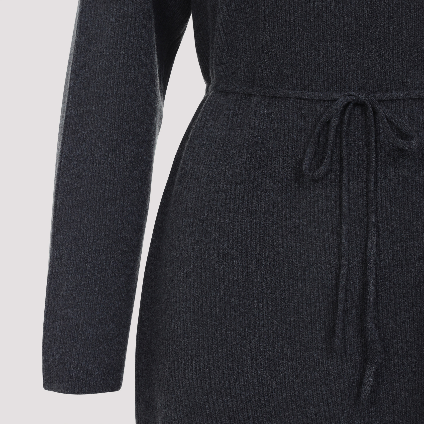 Fabiana Filippi Hooded Ankle-length Dress With Ribbed Silk Blend In Gray