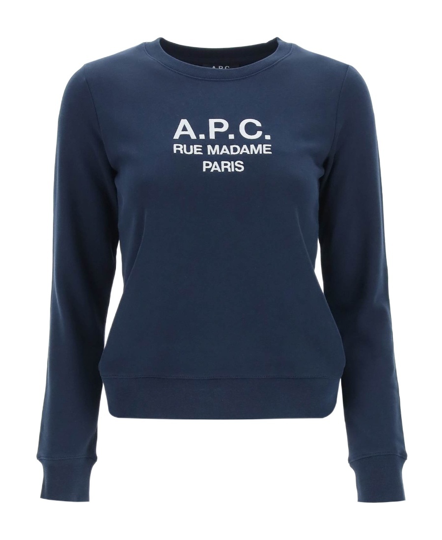 Apc Tina Logo-embroidered Cotton Sweatshirt In Blue