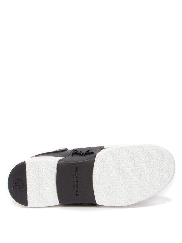 Philipp Plein Leather Sneakers With Distinctive Logo Detail In Black