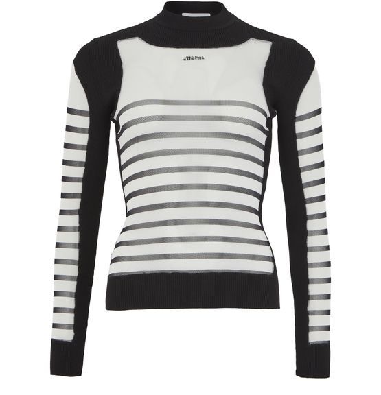 Jean Paul Gaultier Printed 'mariniere' Knit Pullover In White