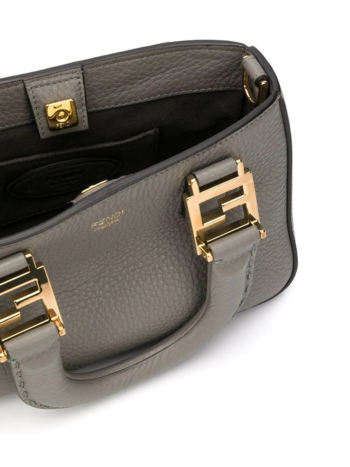 Fendi Mini Ff Motif Tote In Grey