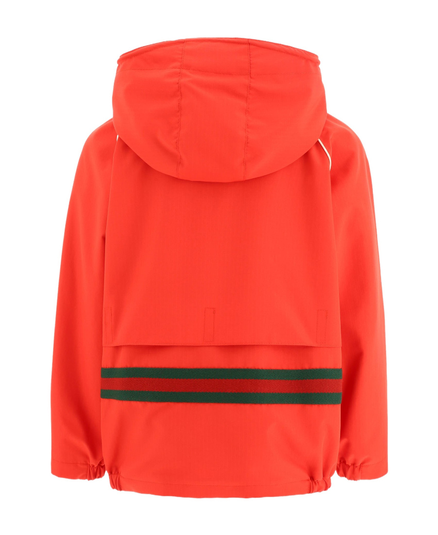 Gucci Hooded Logo-patch Jacket In Red