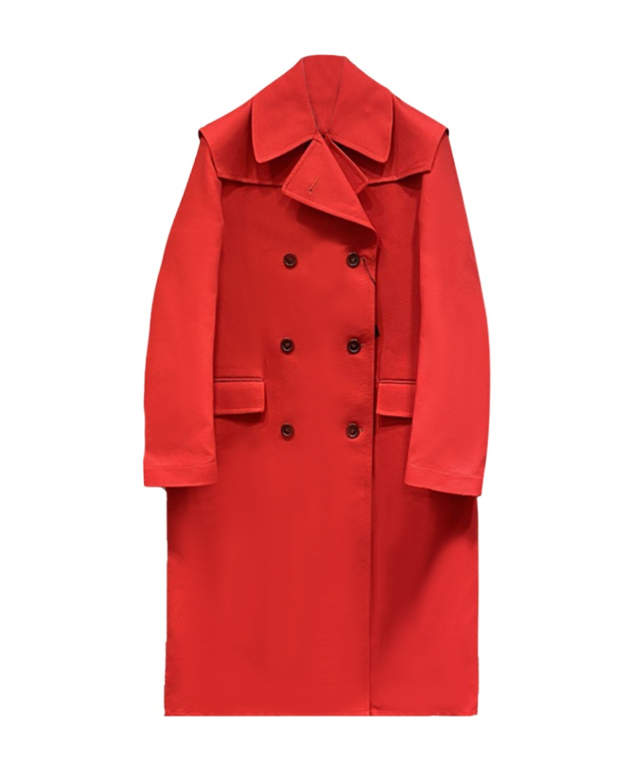 RAF SIMONS DOUBLE-BREASTED LAPEL LONG OVERCOAT