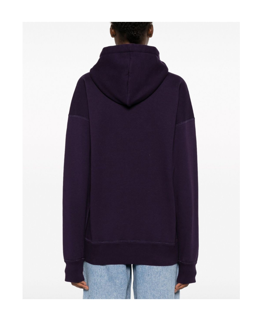 Shop Isabel Marant Étoile Flocked-logo Drawstring Hoodie In Black