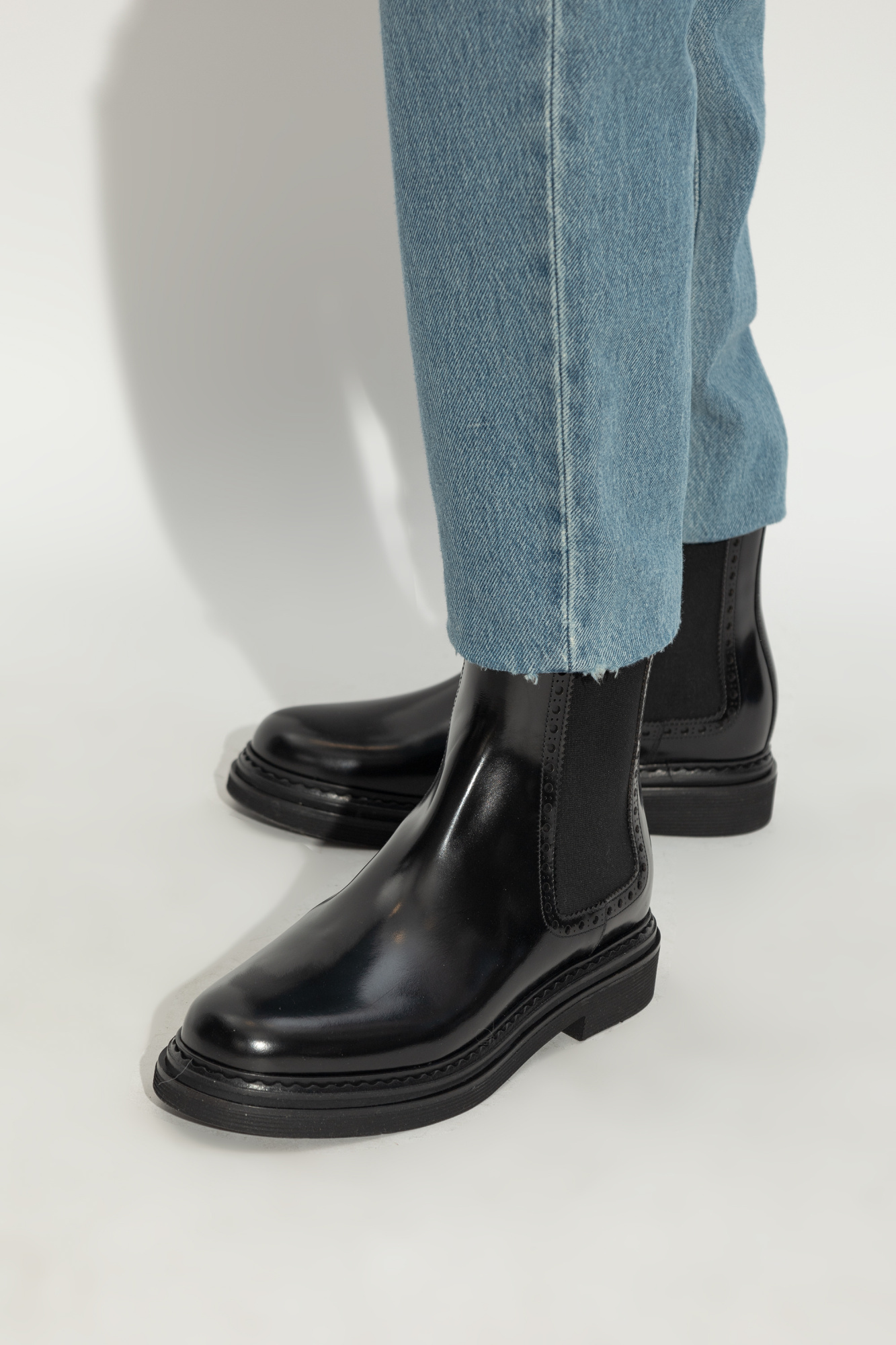 Dolce & Gabbana Leather Chelsea Ankle Boots In Black