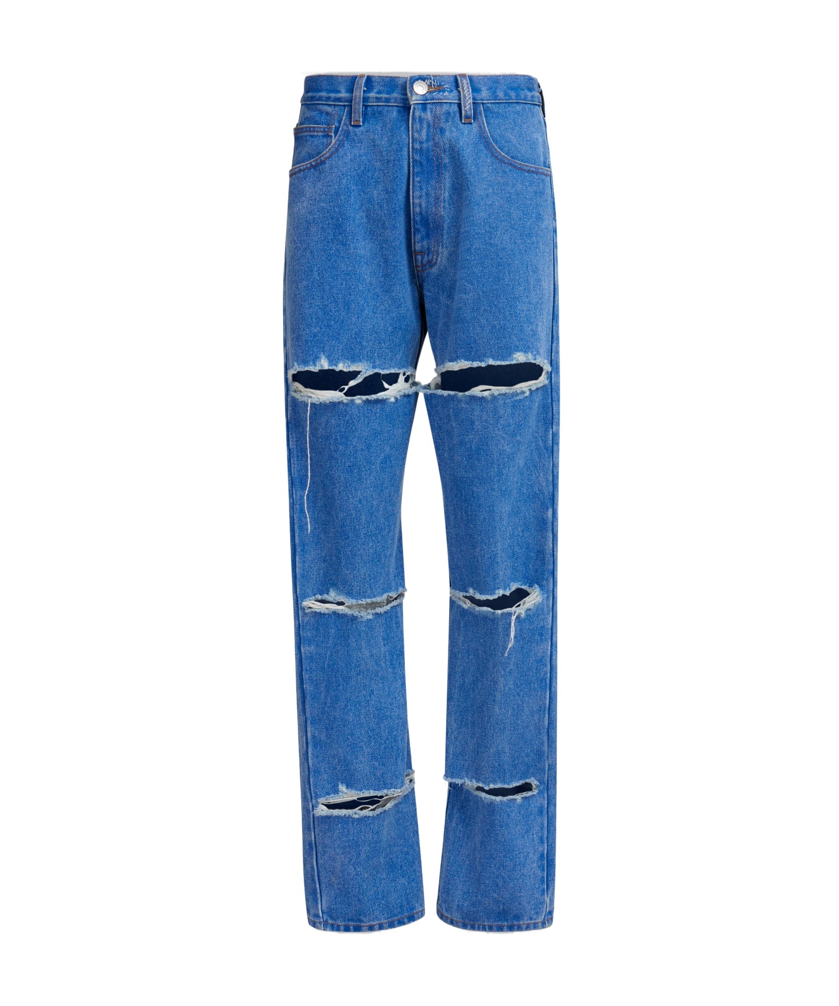 Marni Cur-out Cotton Jeans In Blue