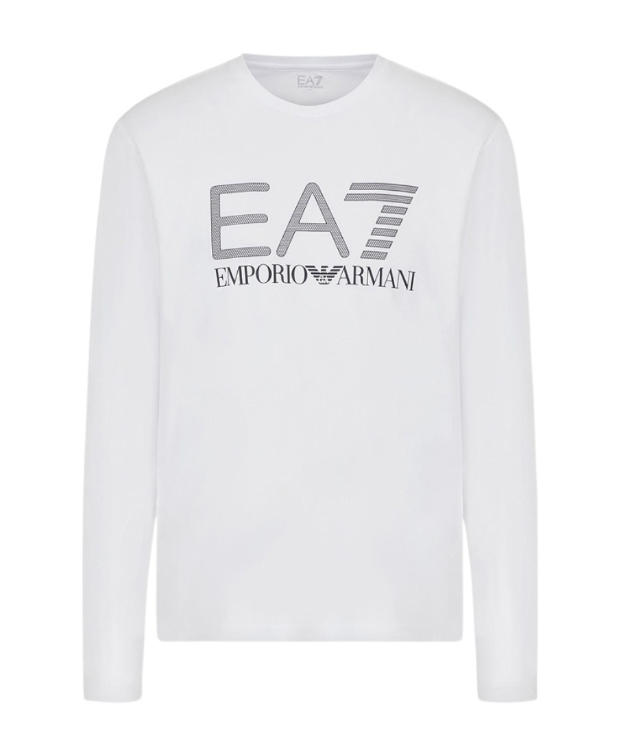 Ea7 T-shirt With Round Neck And Long Sleeves In White