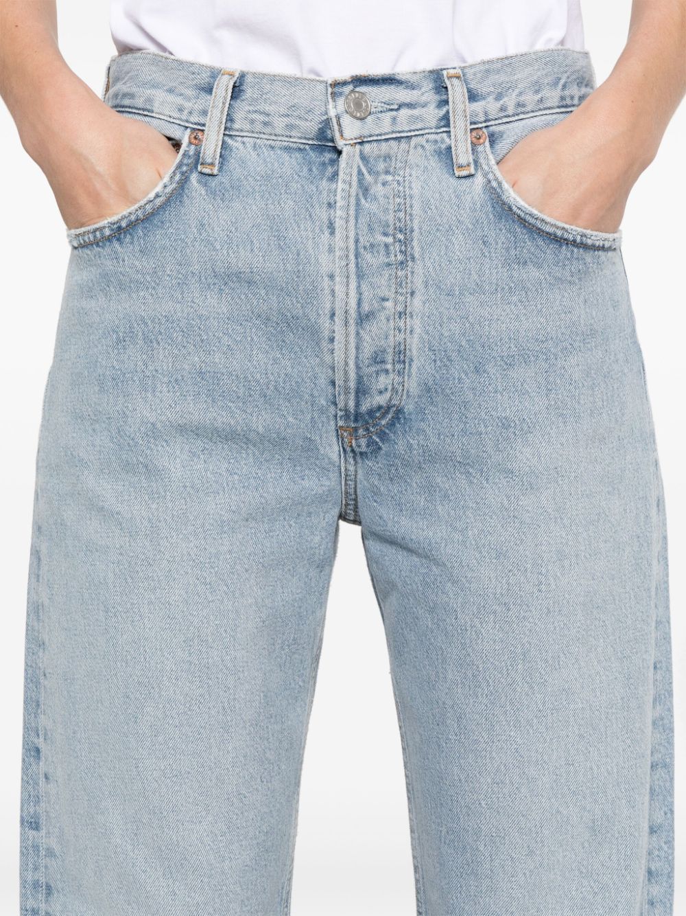 Agolde Wide-leg High-waisted Cotton Jeans In Gray
