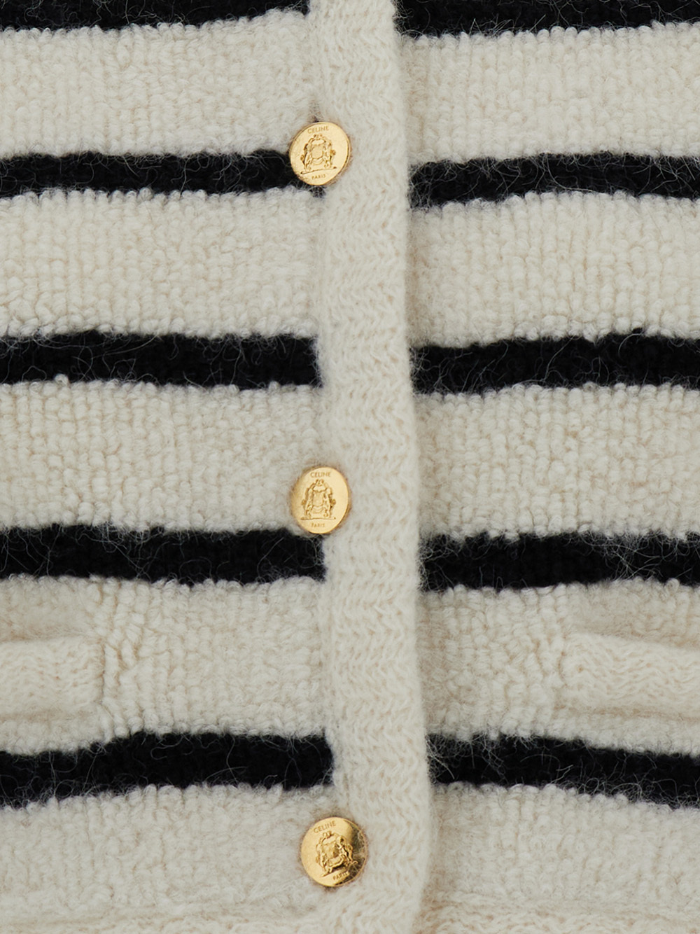 Celine Long-sleeved Knitted Jacket In Gray