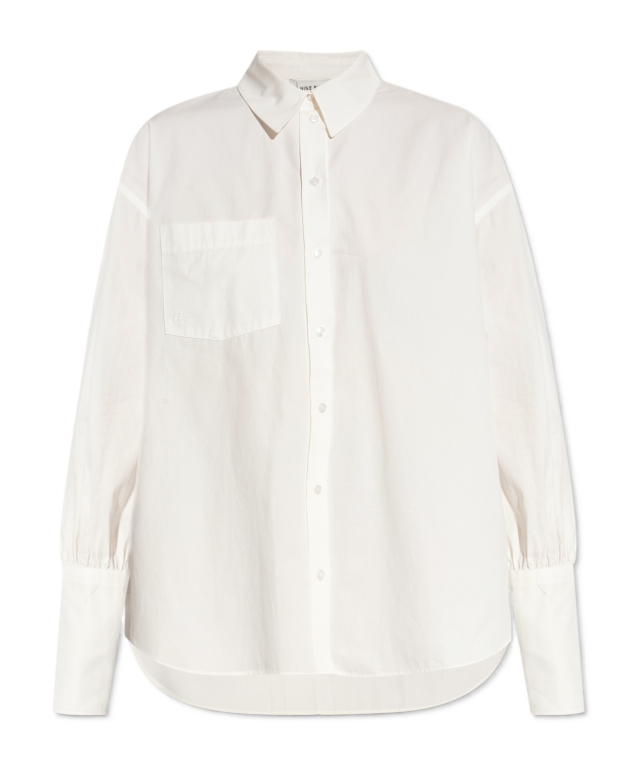 Shop Anine Bing Maxine Logo-embroidered Cotton Shirt In White