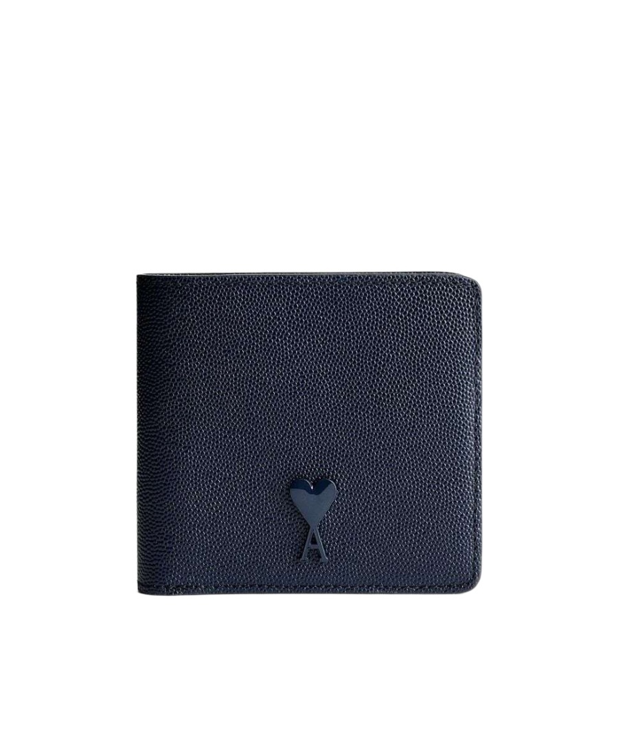 Ami Alexandre Mattiussi Logo-plaque Leather Wallet In Black