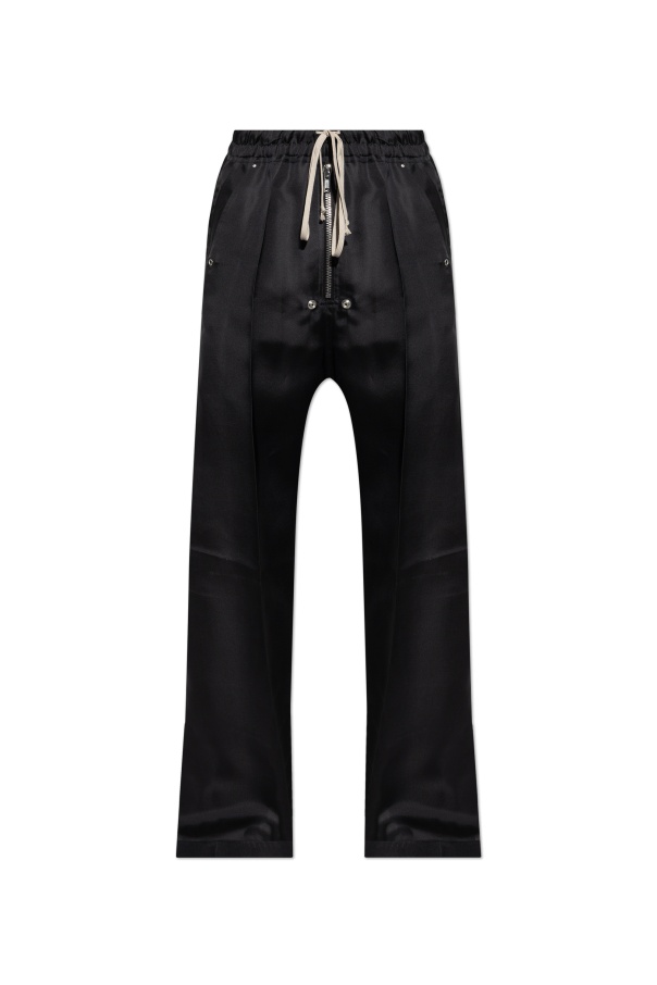 Rick Owens Black Porterville Drawstring Cropped Trousers In Black