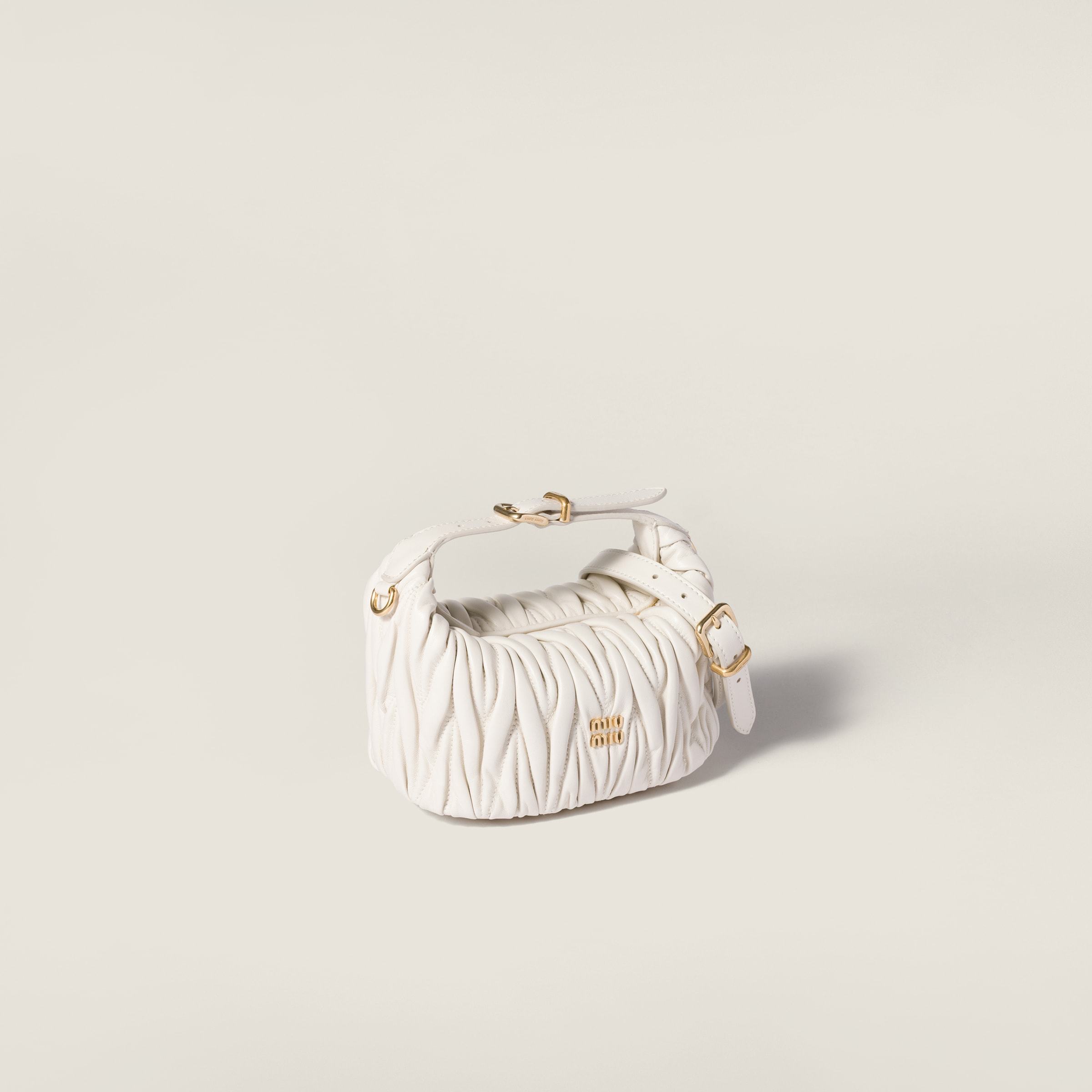 Miu Miu Matelassé Nappa Leather Pouch In White