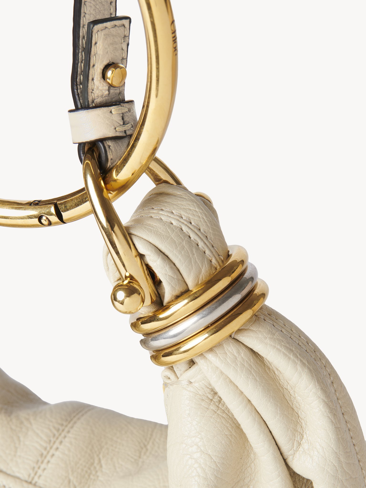 Chloé Bracelet Bag Mini In Shiny Grained Calfskin In White