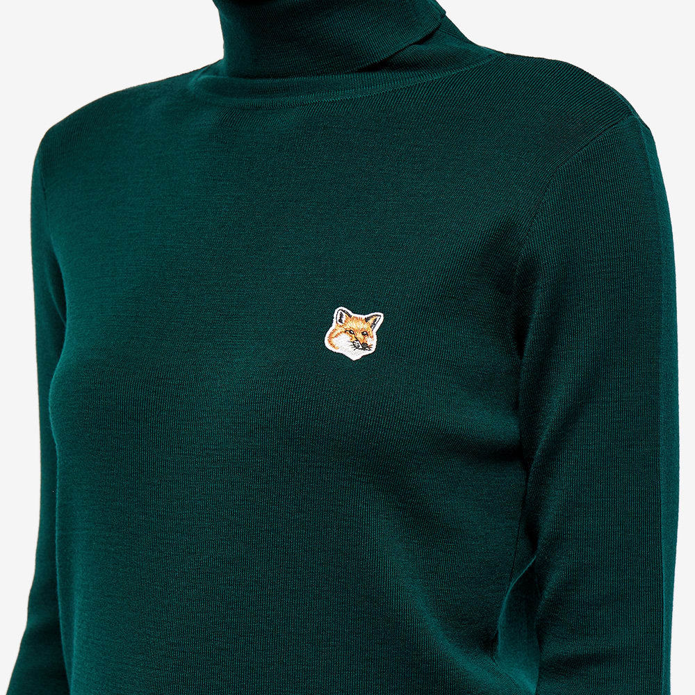 Maison Kitsuné Roll-neck Wool Jumper In Green