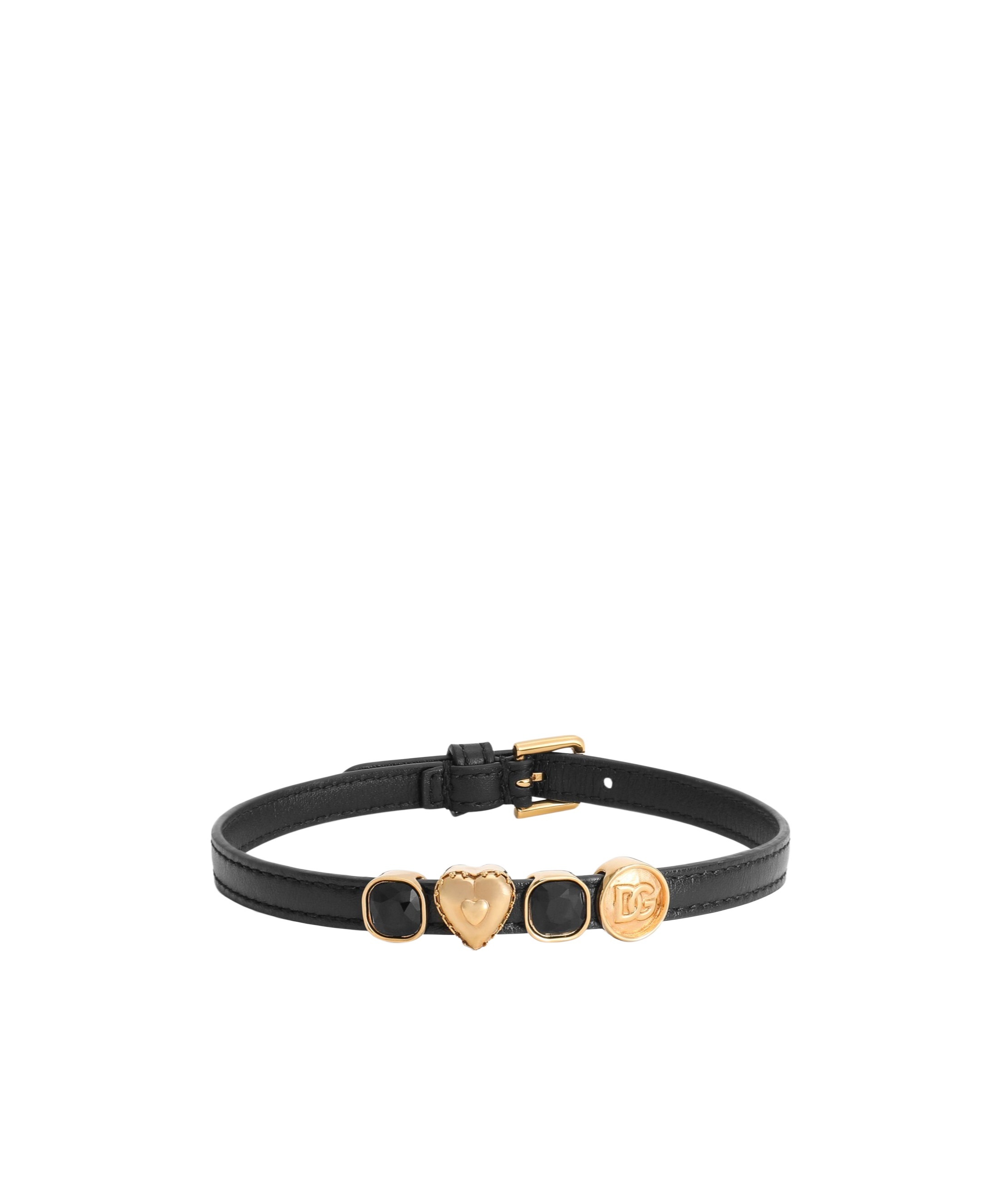 Dolce & Gabbana Embellished Leather Choker In Black