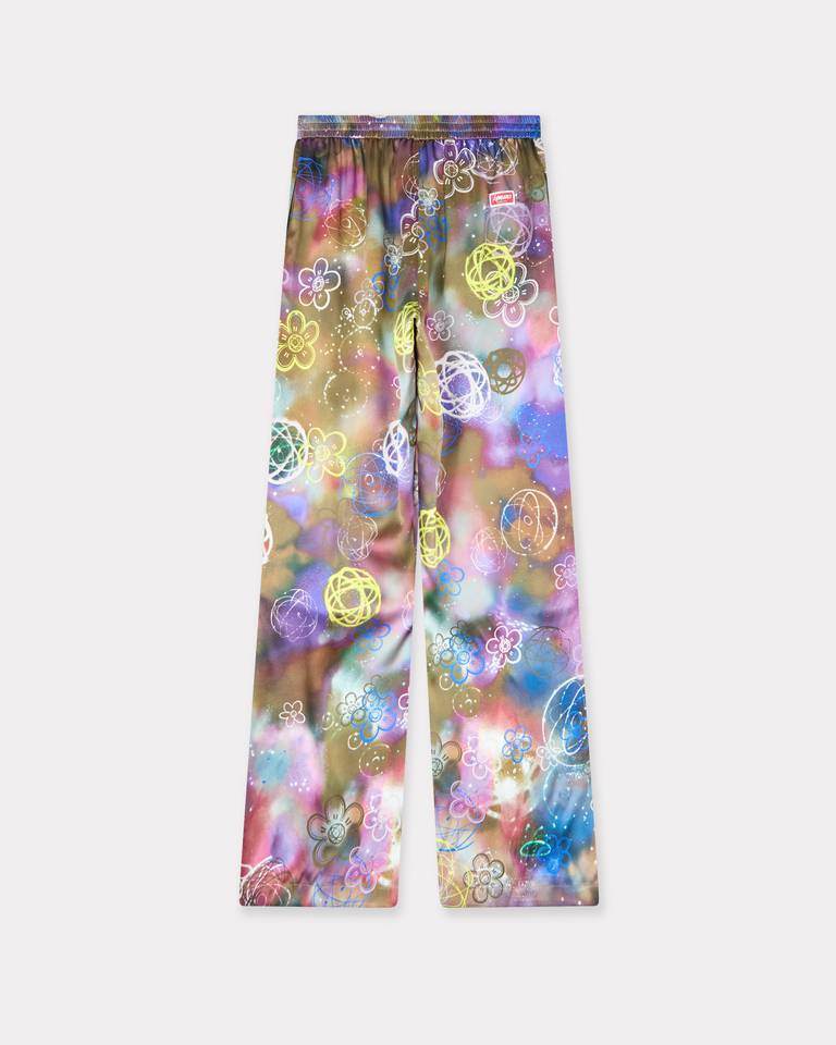 Kenzo ' X Futura 2000' Pants In Silk In Multi