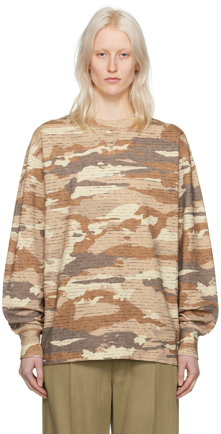Acne Studios Abstract-print Sweatshirt In Nude