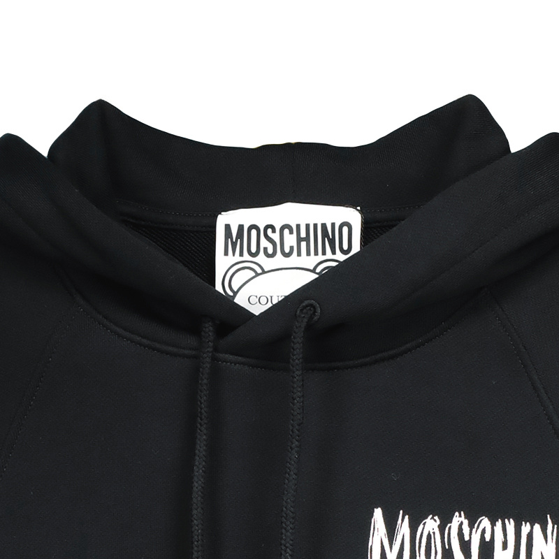Moschino Logo Logo Hooded Sweater In Black