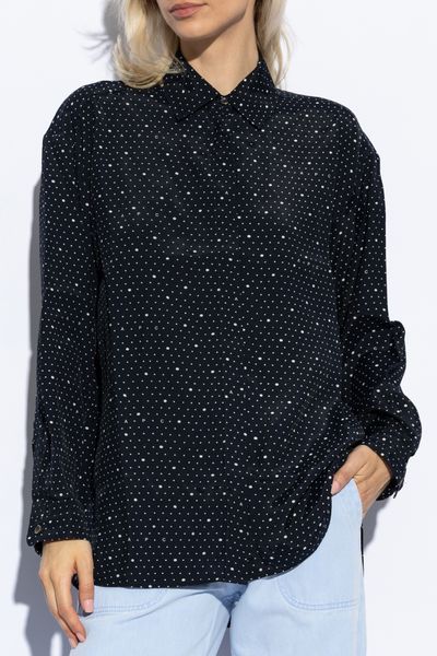 Apc Polka Dot Long-sleeved Shirt In Black