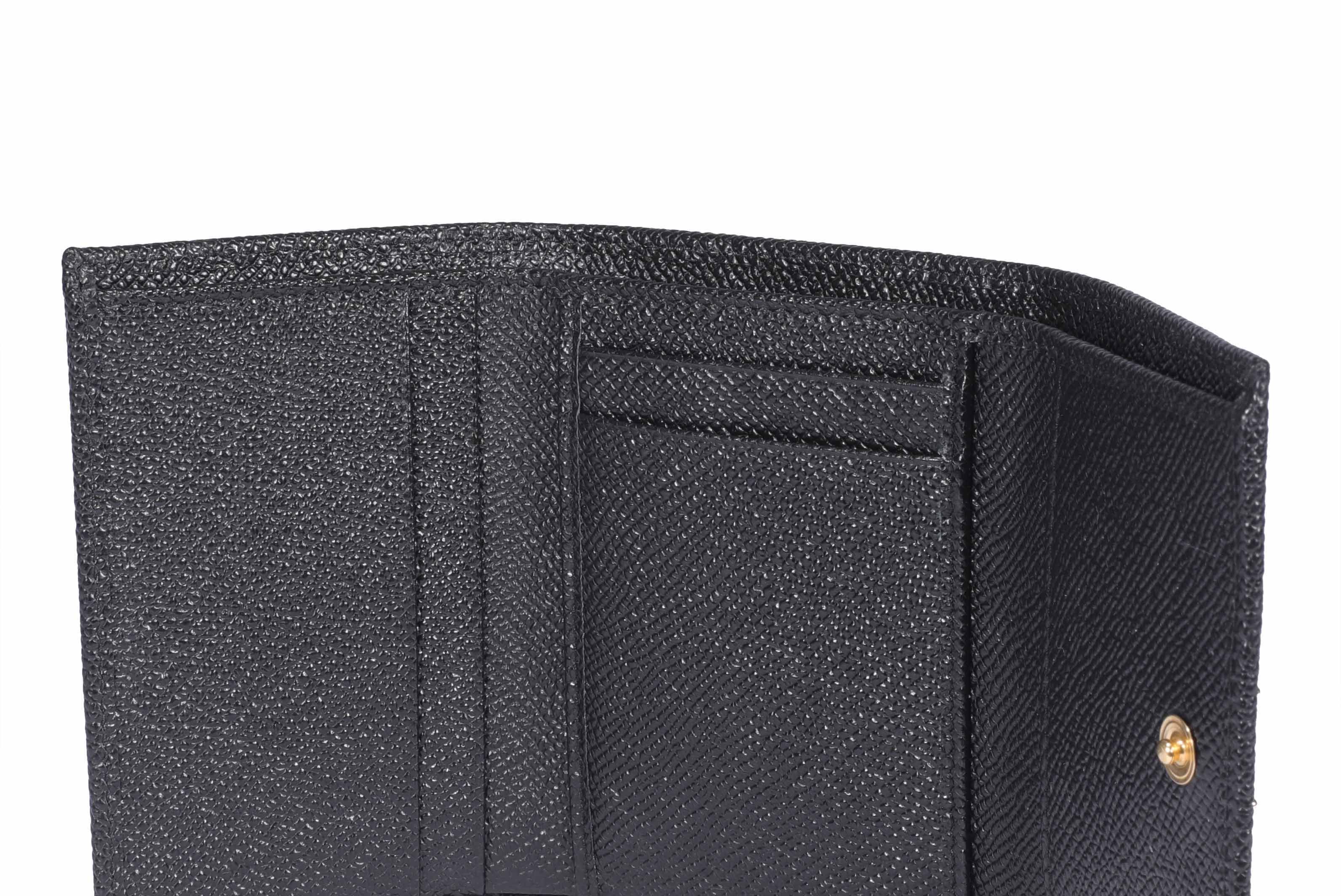 Dolce & Gabbana Dauphine Calfskin French-flap Wallet In Black