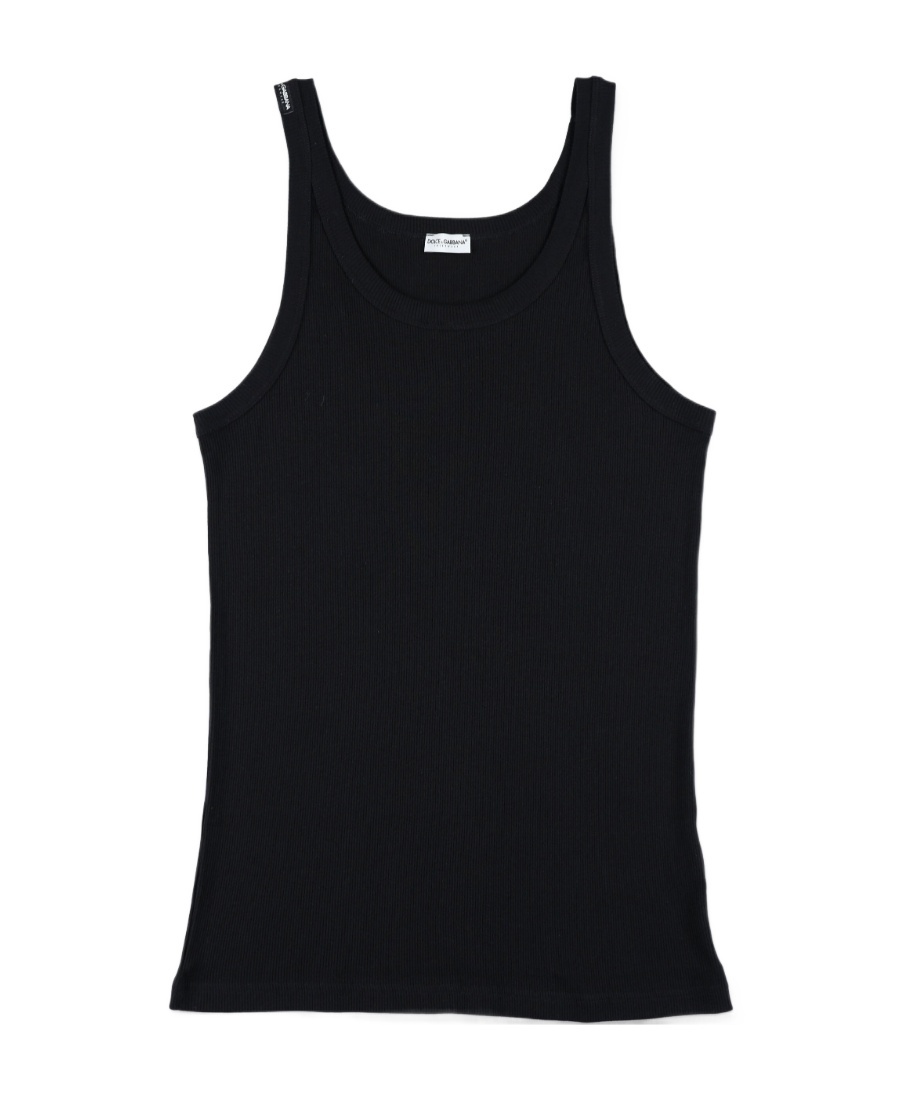 Dolce & Gabbana Fine-rib Washed Cotton Singlet In Black
