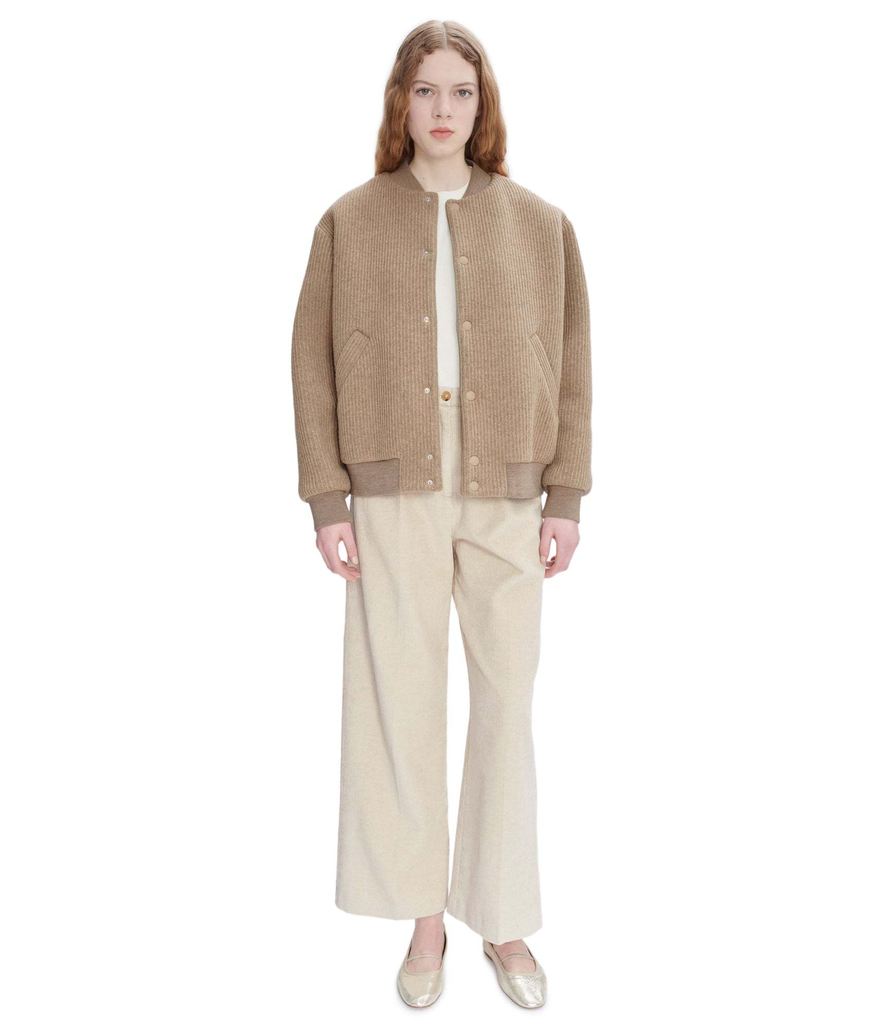 Apc Knitted Bomber Jacket In Nude