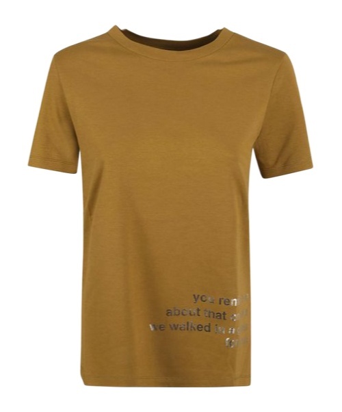 Shop Max Mara 's Slogan Printed Crewneck T-shirt In Brown