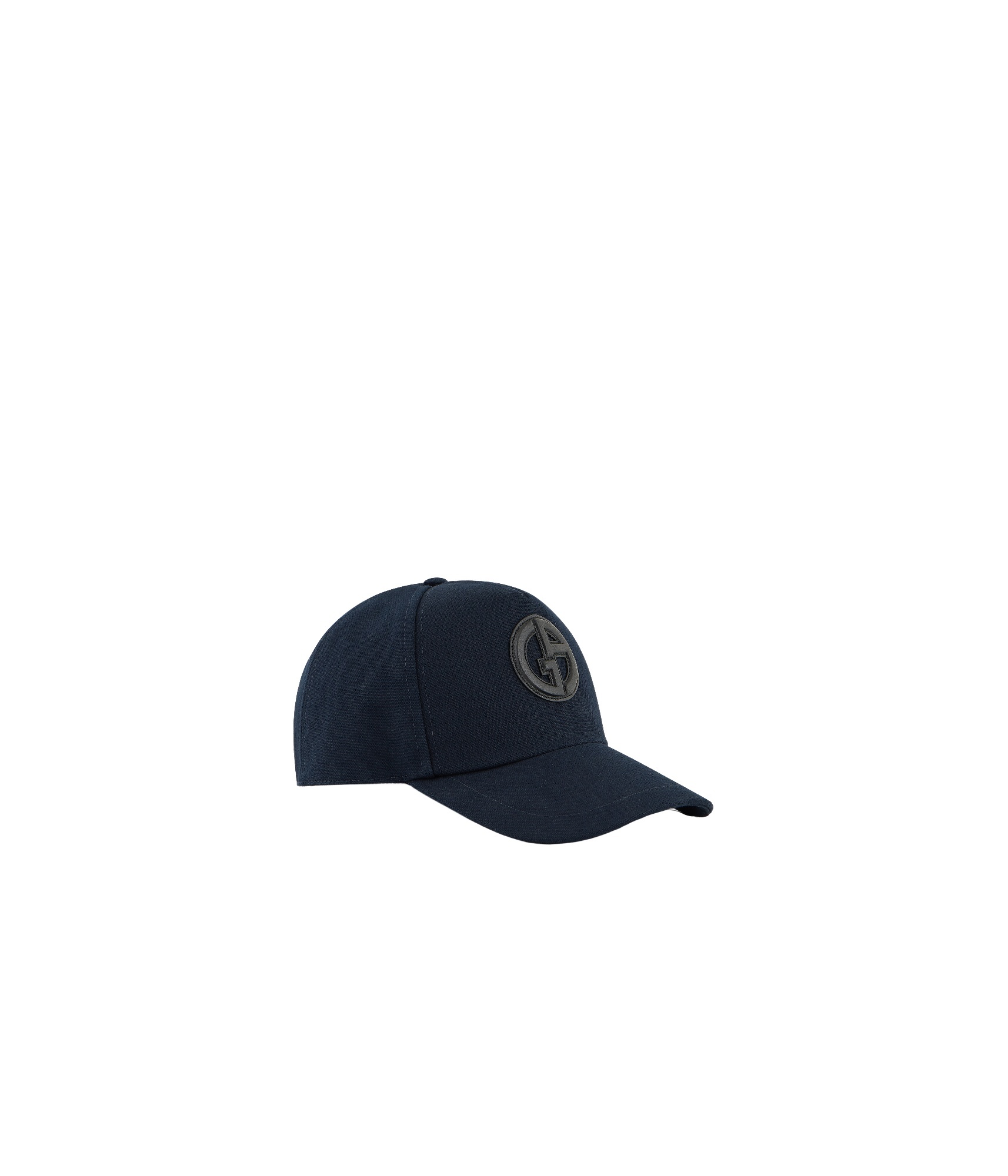 Giorgio Armani Cotton Baseball Cap With Leather Logo In Black