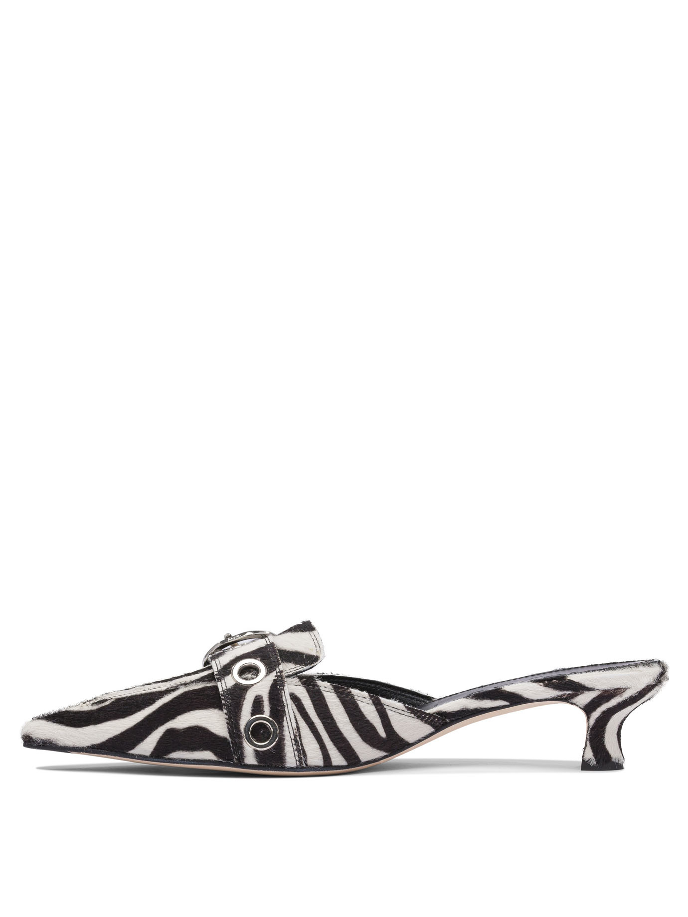 Aeyde Animal Print Kitten Heel Pointed Toe Mules In Black