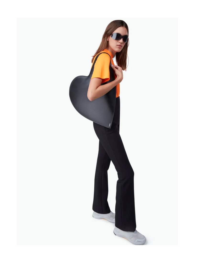 Coperni Heart Tote Bag In Black Leather In Black