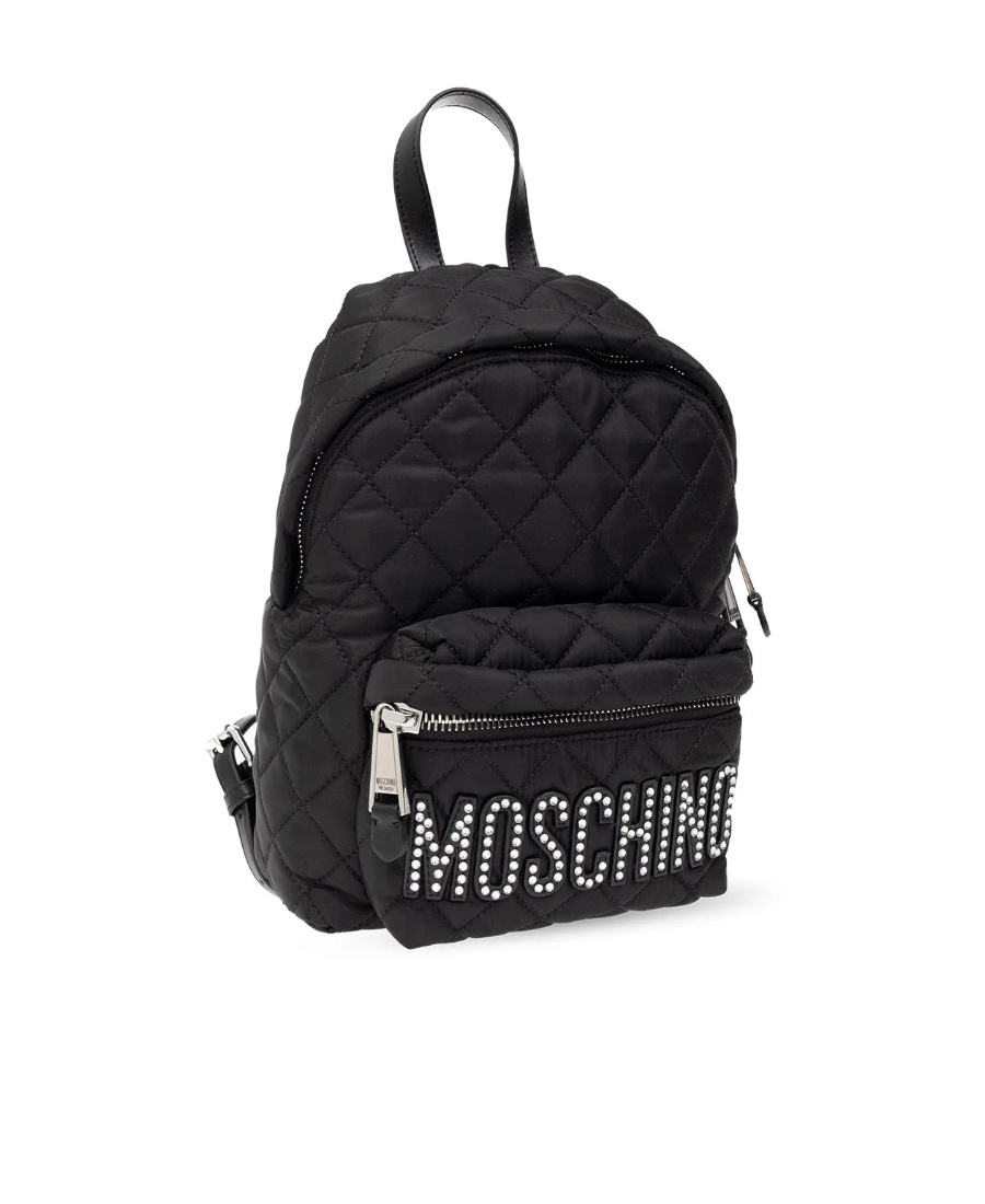 Moschino Logo Embellished Backpack In Black