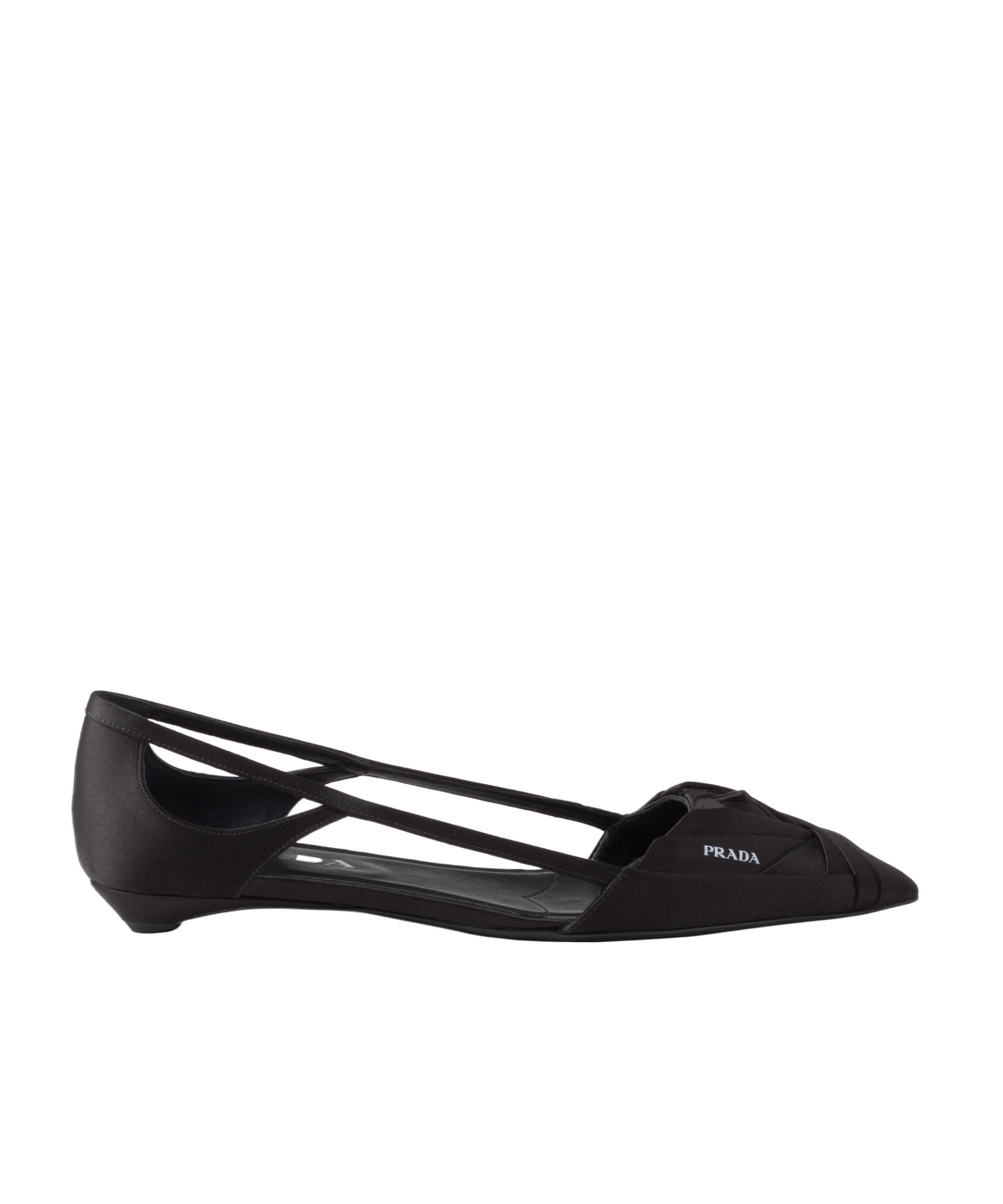 Prada Brushed Leather Cut-out Ballerinas Shoes In Black