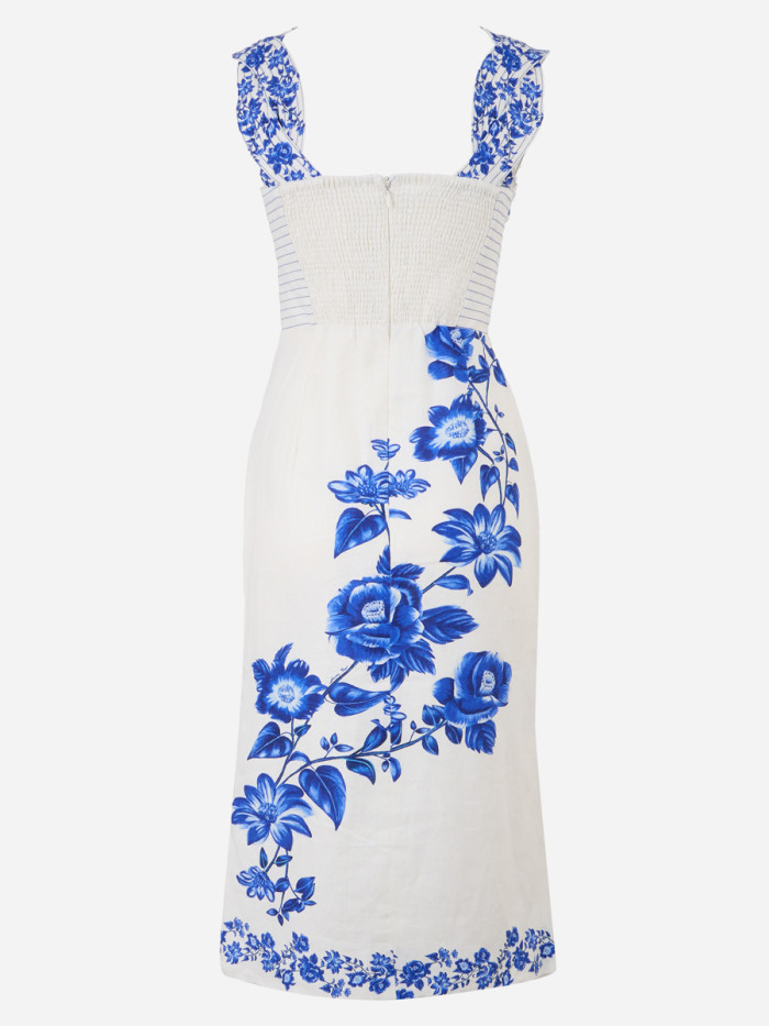 Farm Rio Floral Cascade-print Midi Dress In White