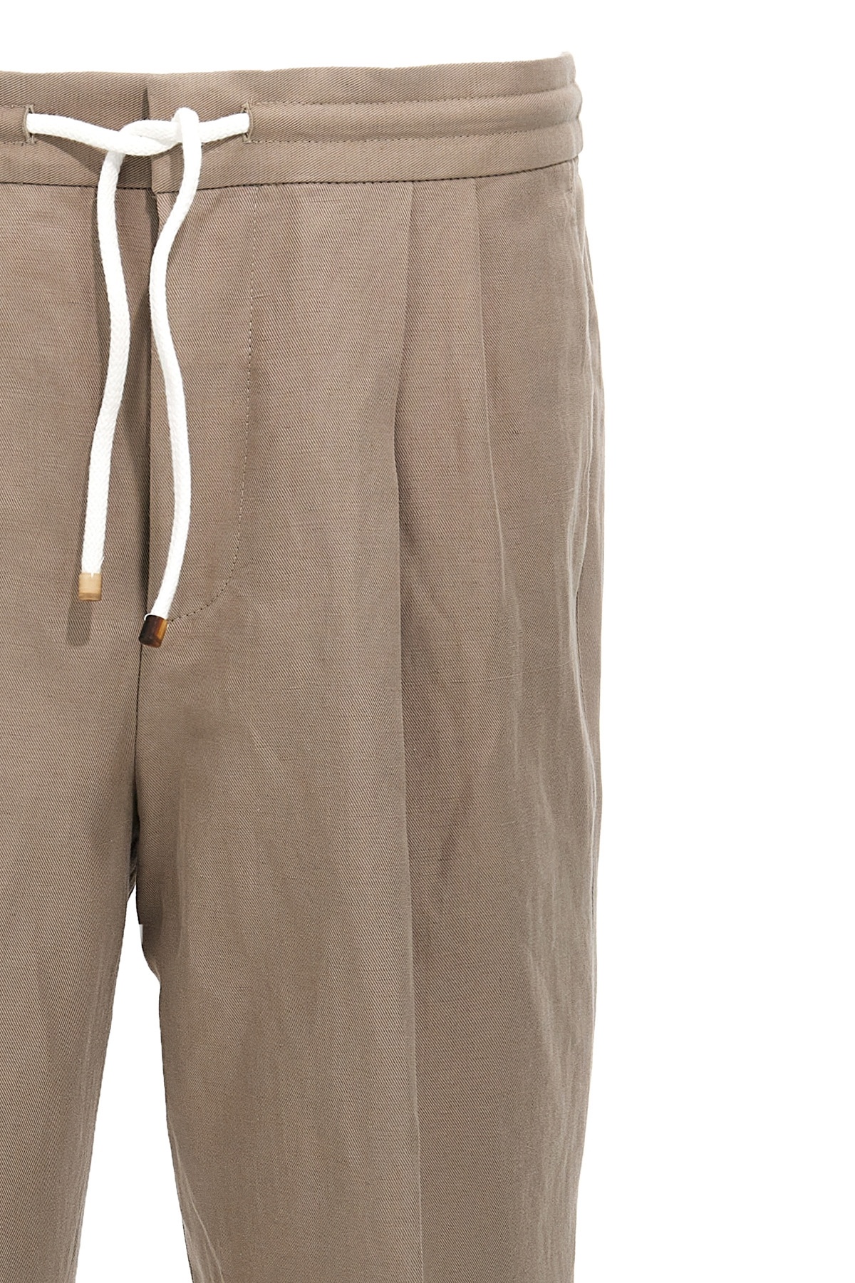 Brunello Cucinelli Trousers Linen Elastic Waistband In Gray
