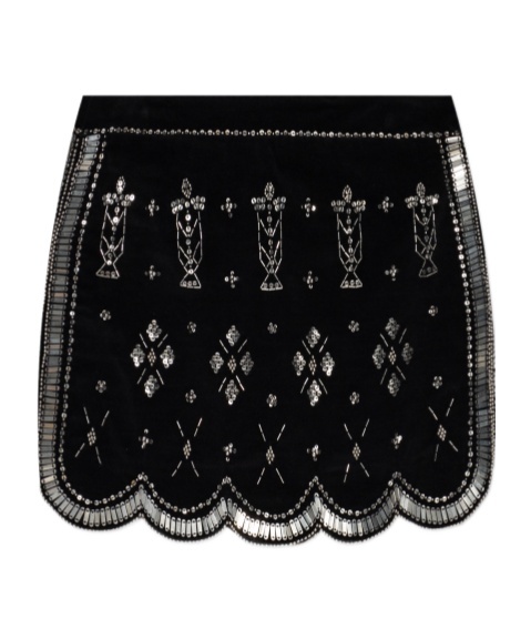 Isabel Marant Handore Embellished Cotton Velvet Miniskirt In Black