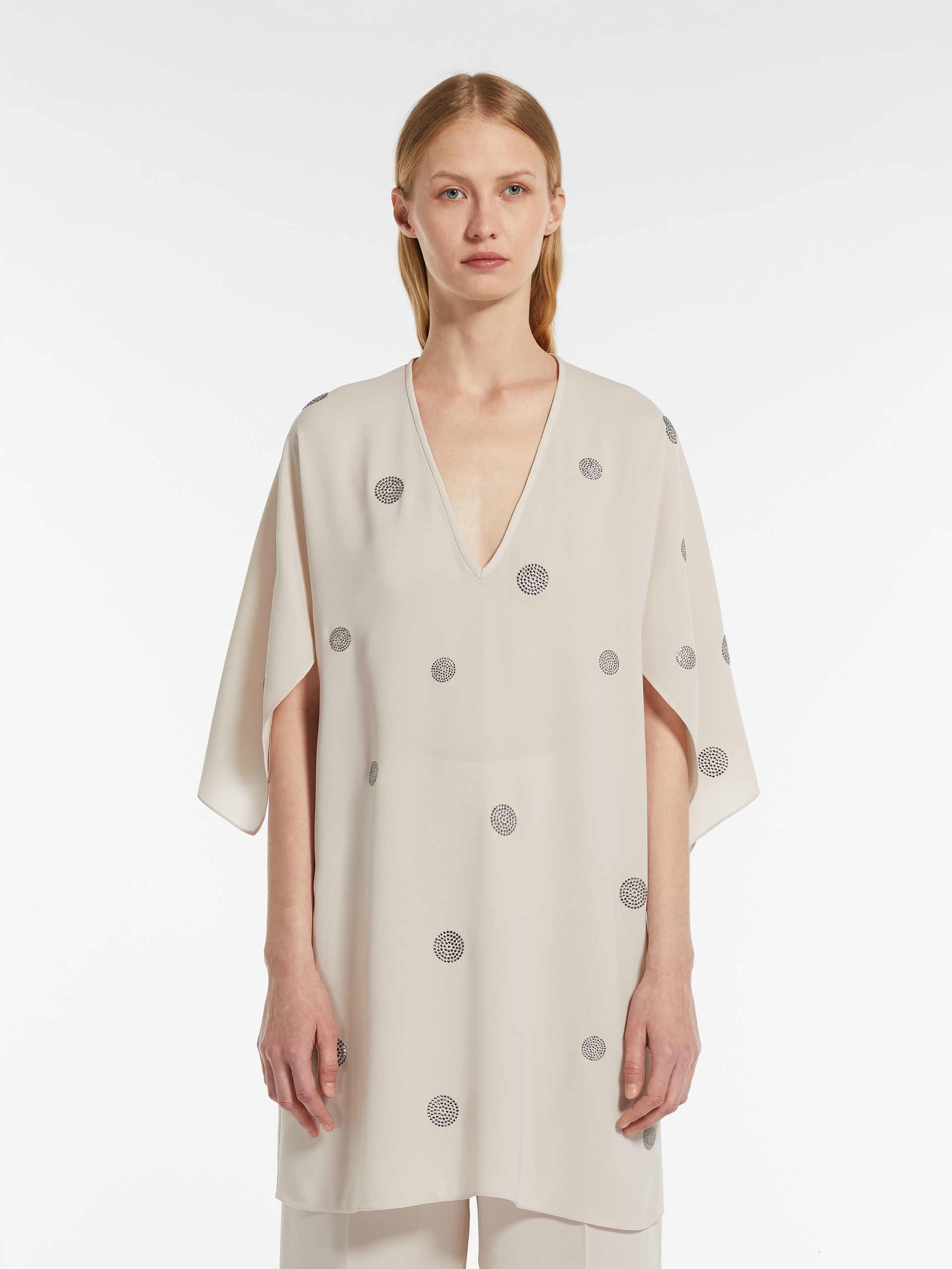 Max Mara Beige Dumbo Top With Strass Pots