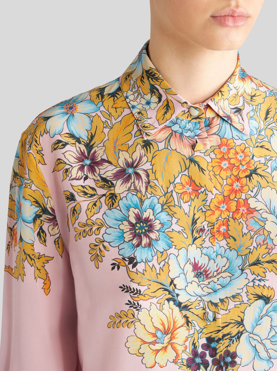 Shop Etro Floral-print Crepe De Chine Shirt In Pink