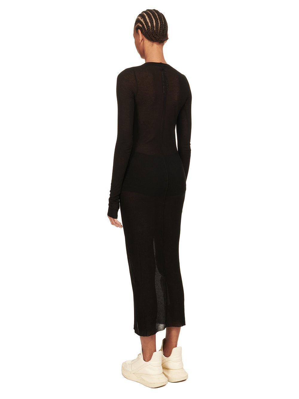 Rick Owens Fine-ribbed Maxi Dress In Black