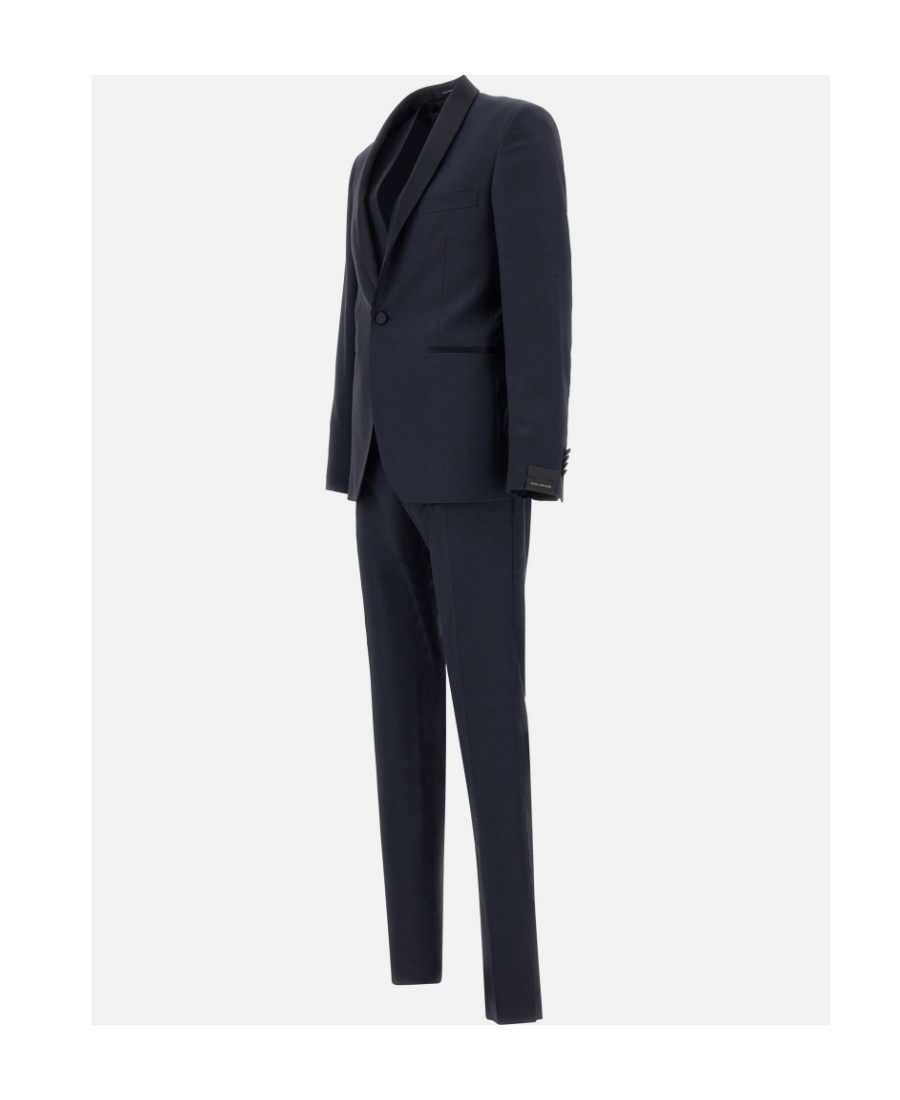 Tagliatore V-collar Long-sleeved Suit Jacket  Vest  Trousers Suit In Black