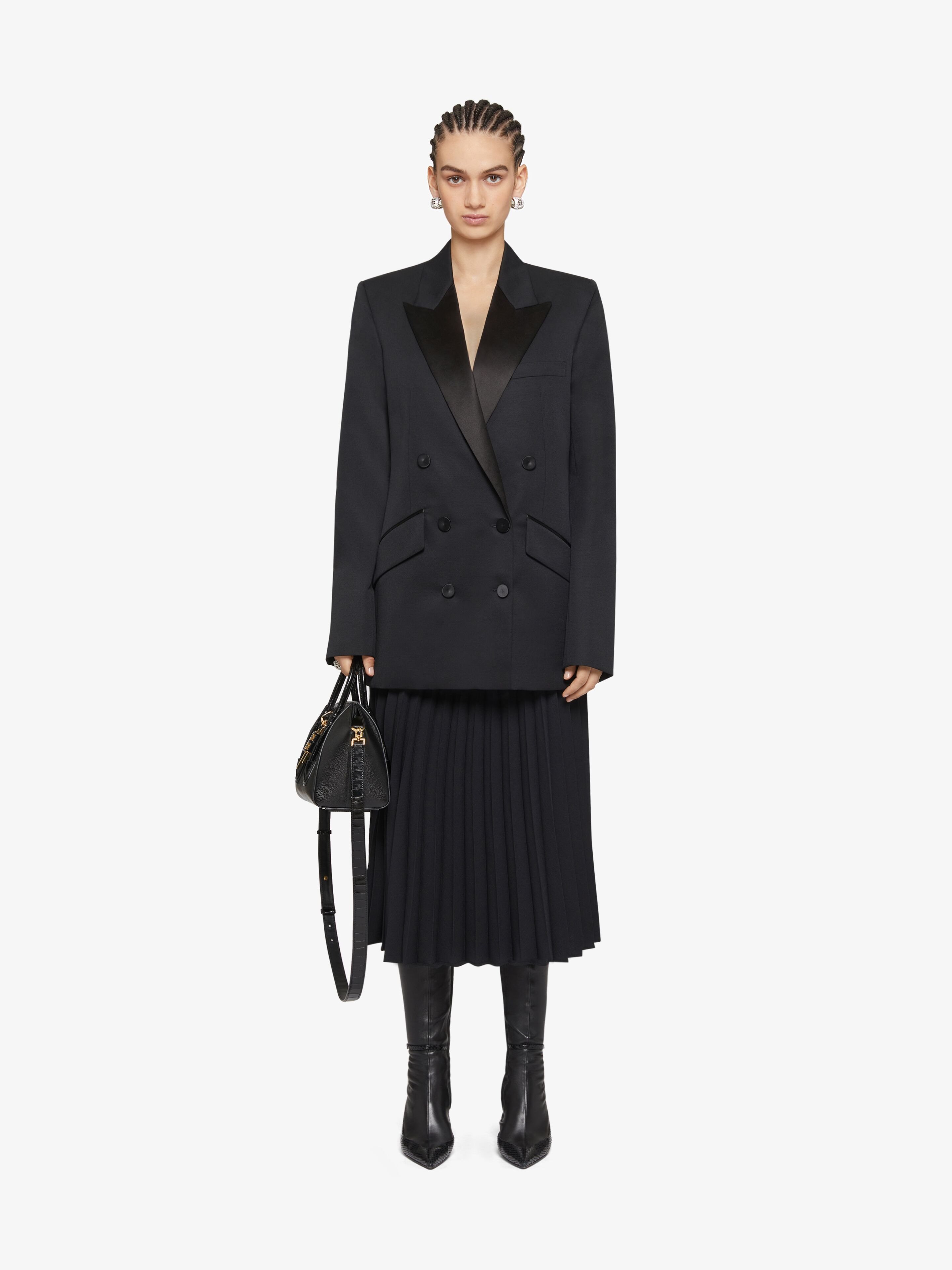 Givenchy Satin-lapels Double-breasted Blazer In Black