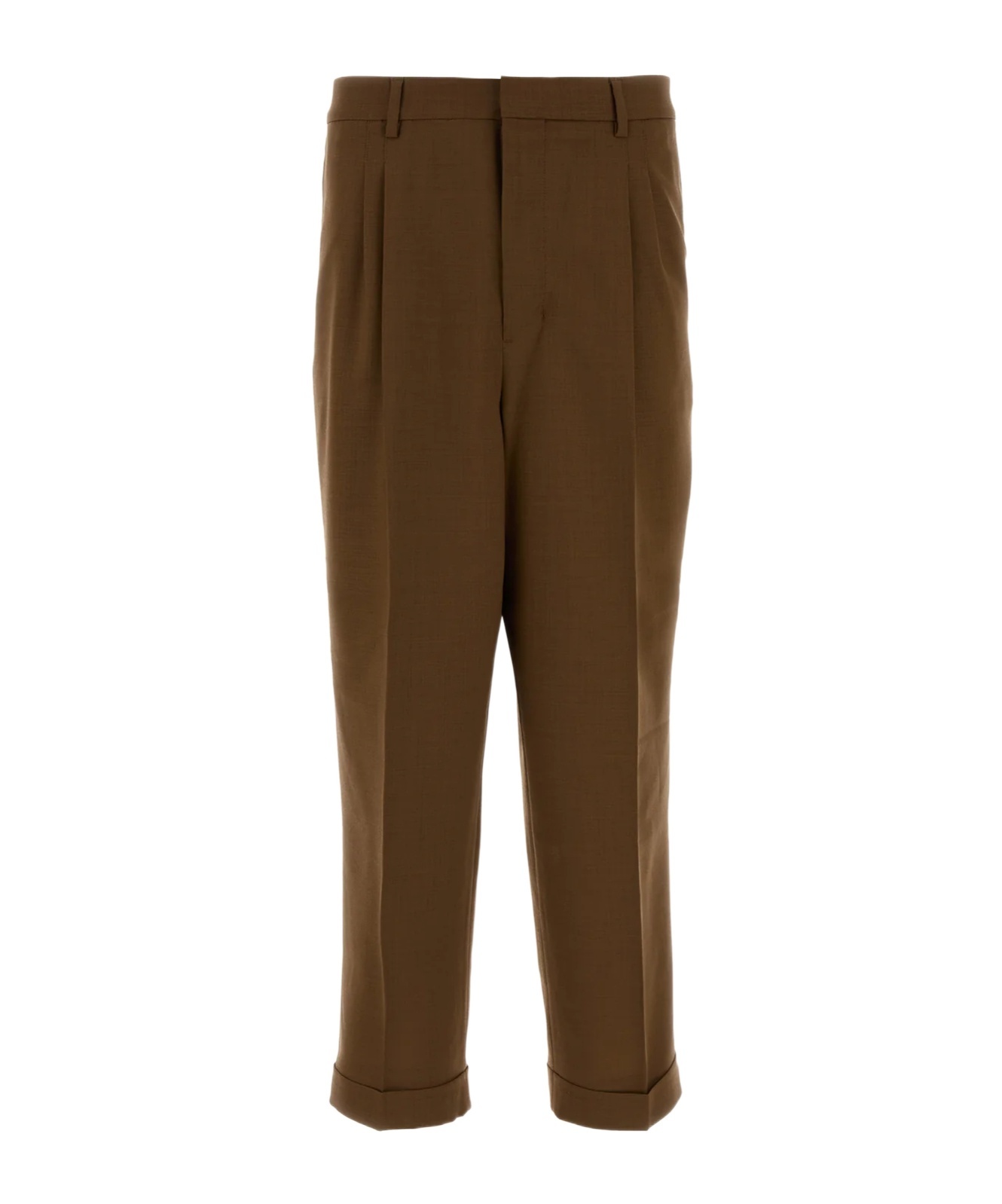 Ami Alexandre Mattiussi Tailored Wool Trousers Pleated Front In Brown